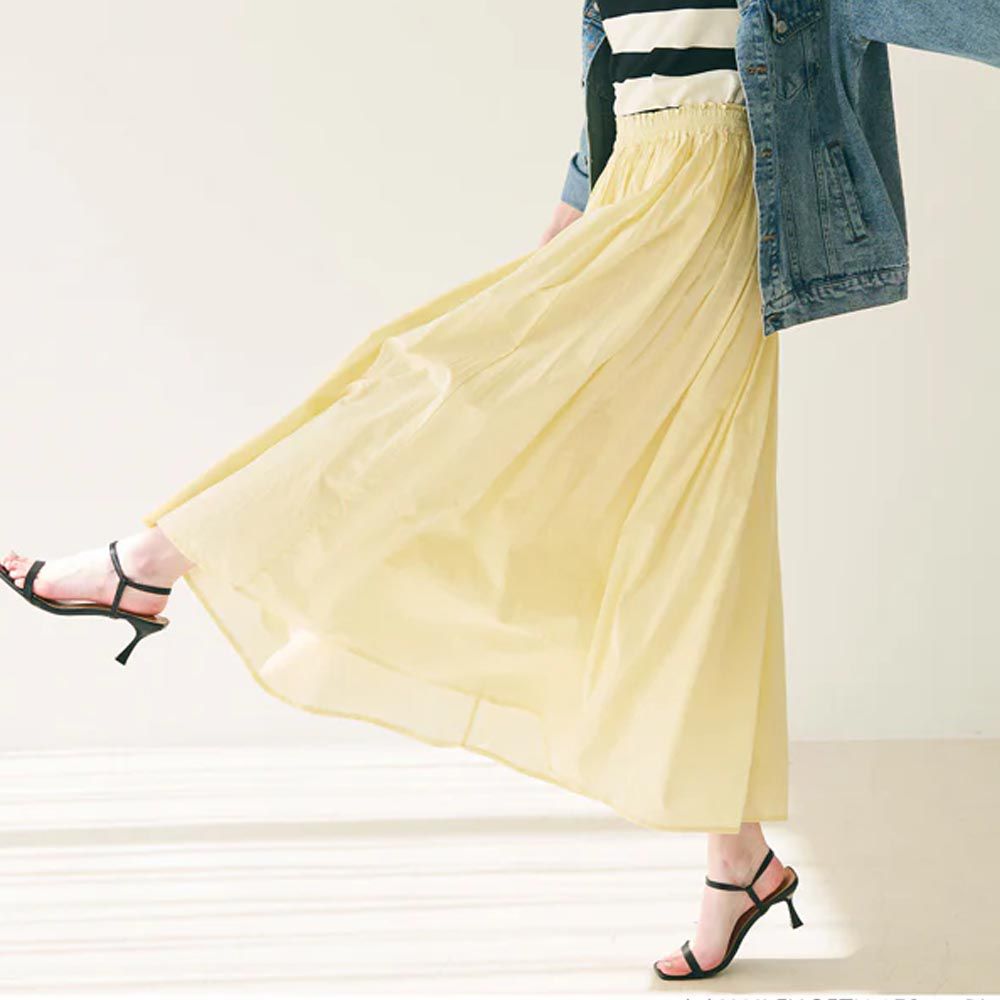 日本 COCA - [大人]100%棉 定番舒適修身長裙-明亮黃