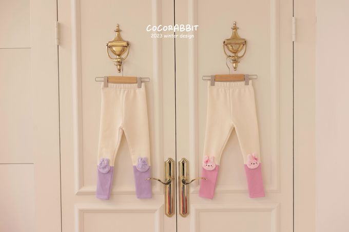 韓國 Coco rabbit - 鬆緊腰彈力內搭褲-立體粉兔