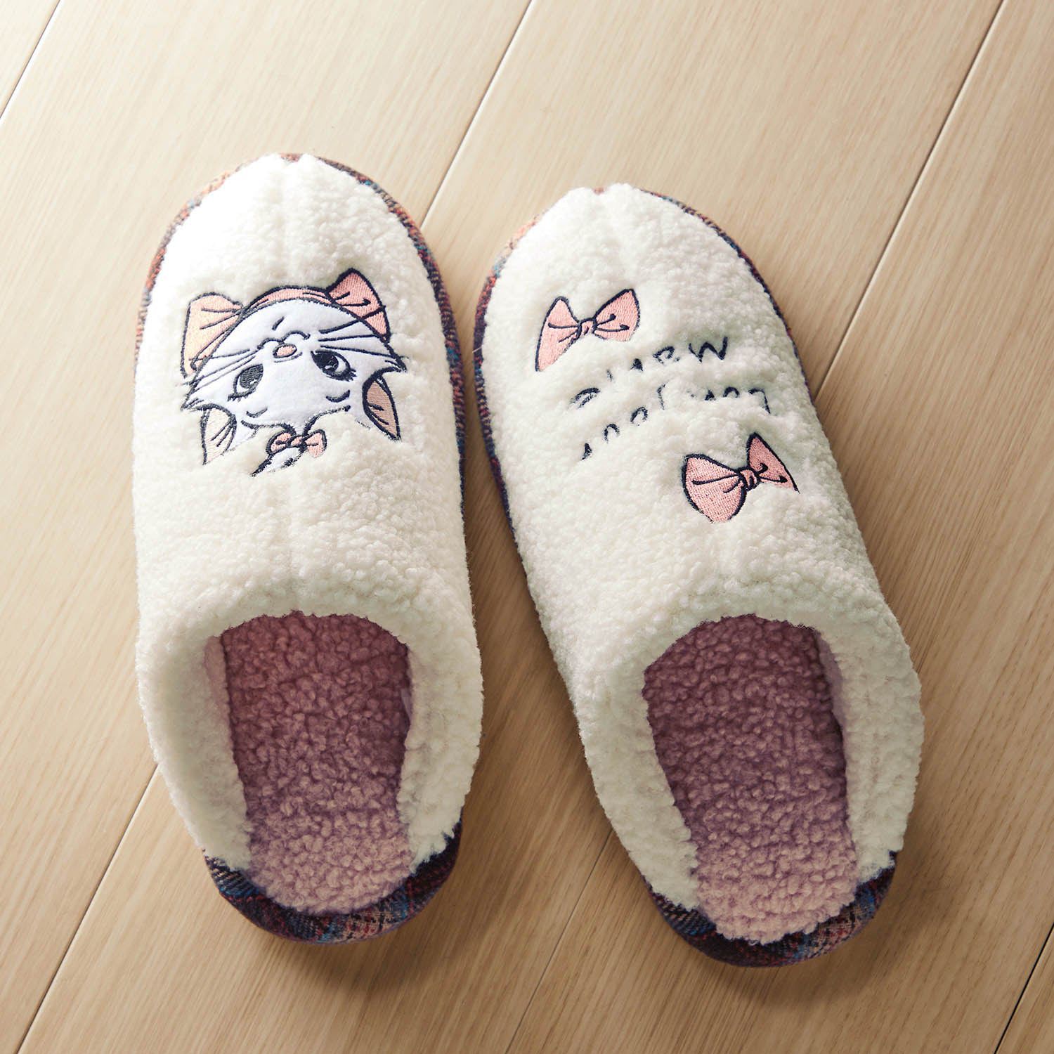 日本千趣會 - 迪士尼 刷毛保暖室內拖鞋-米妮捧臉-粉紅