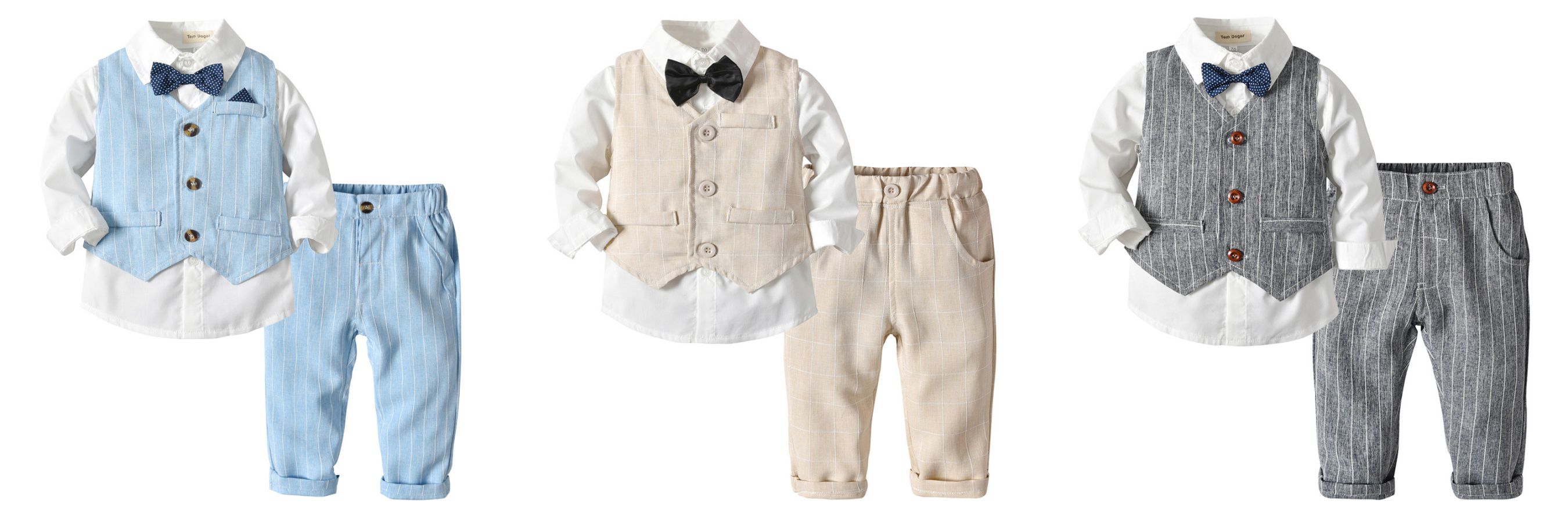 英倫風條紋馬甲背心套裝-灰色