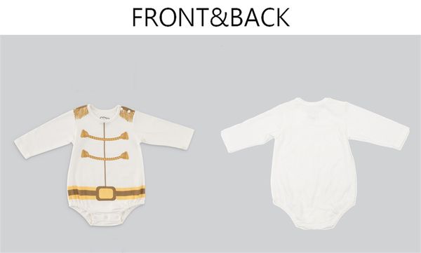 日安朵朵 - 男嬰連身衣 - MIT台灣製白馬王子(送皇冠頭飾)-長袖