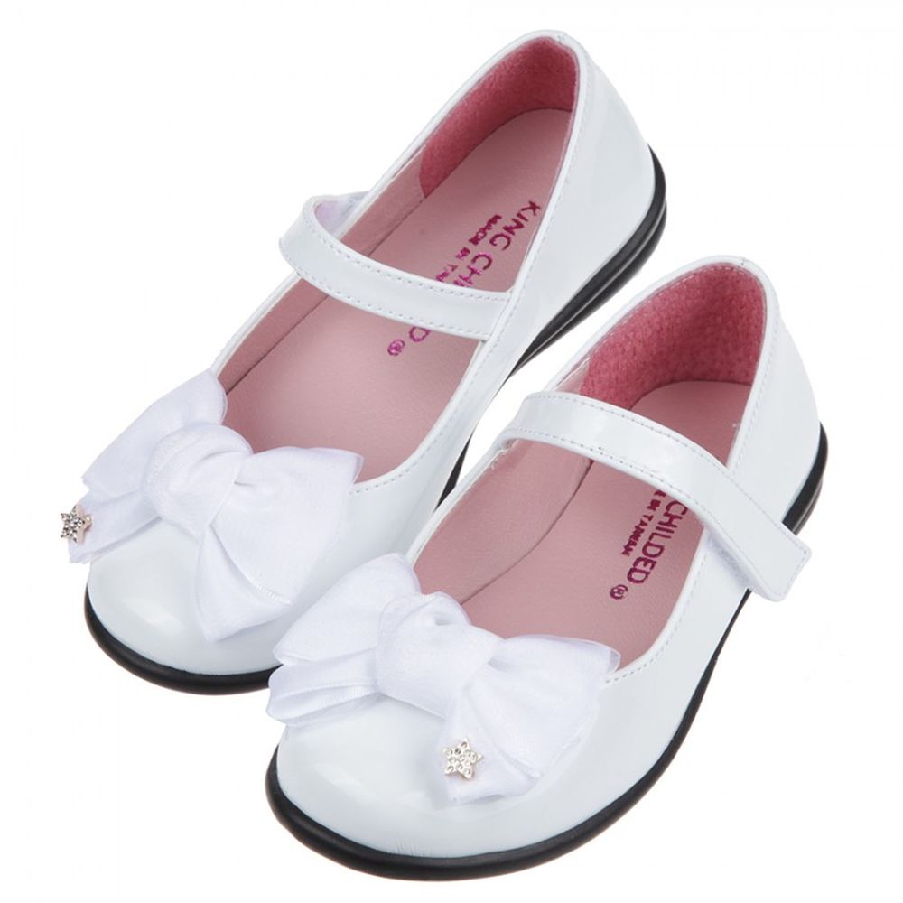 台灣製造 - 緞面蝴蝶結白色公主鞋