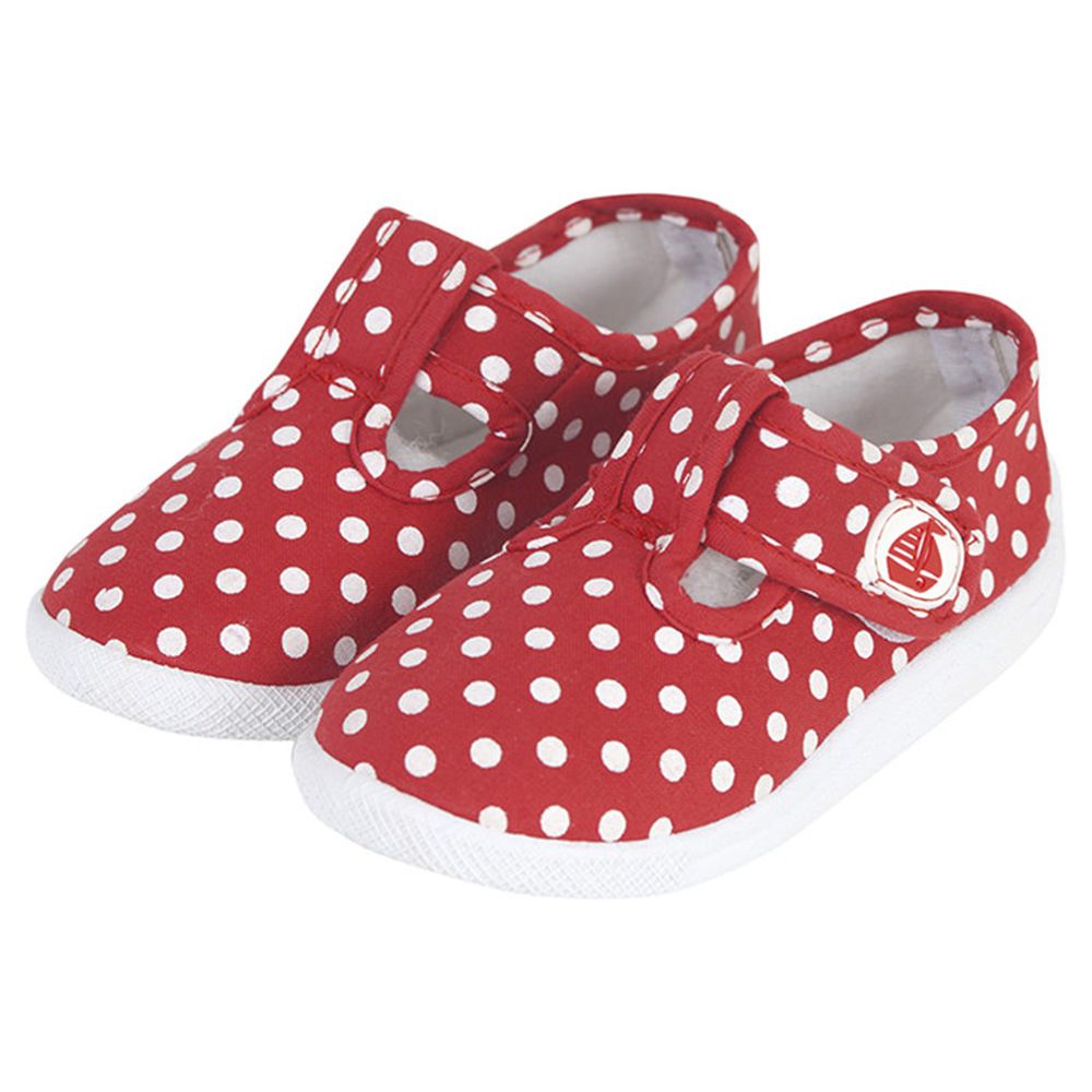 英國 JoJo Maman BeBe - 嬰幼兒童帆布鞋/休閒鞋-紅白點點 (UK11)