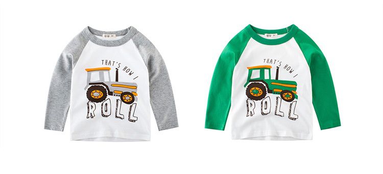 純棉長袖上衣-農村牽引車-綠色