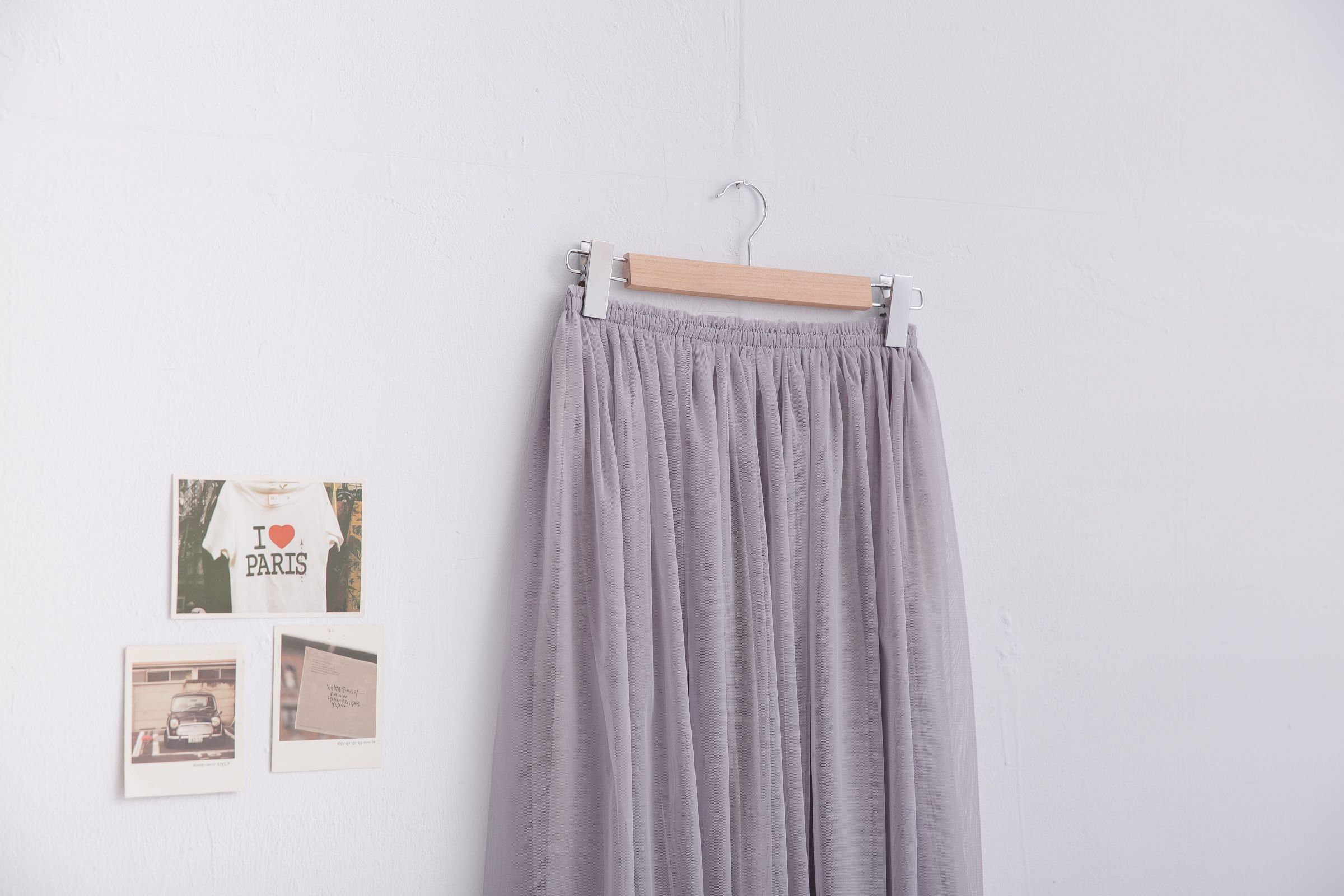 Peachy - 獨家訂製綿柔半身紗裙-半身中長版-溫柔灰 (F)