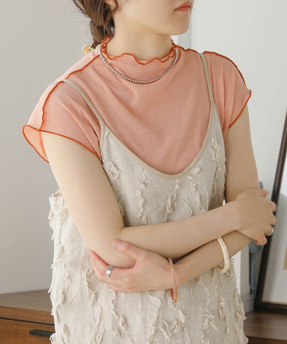 日本 Bab - 雲朵捲捲邊法式袖上衣-氣質杏