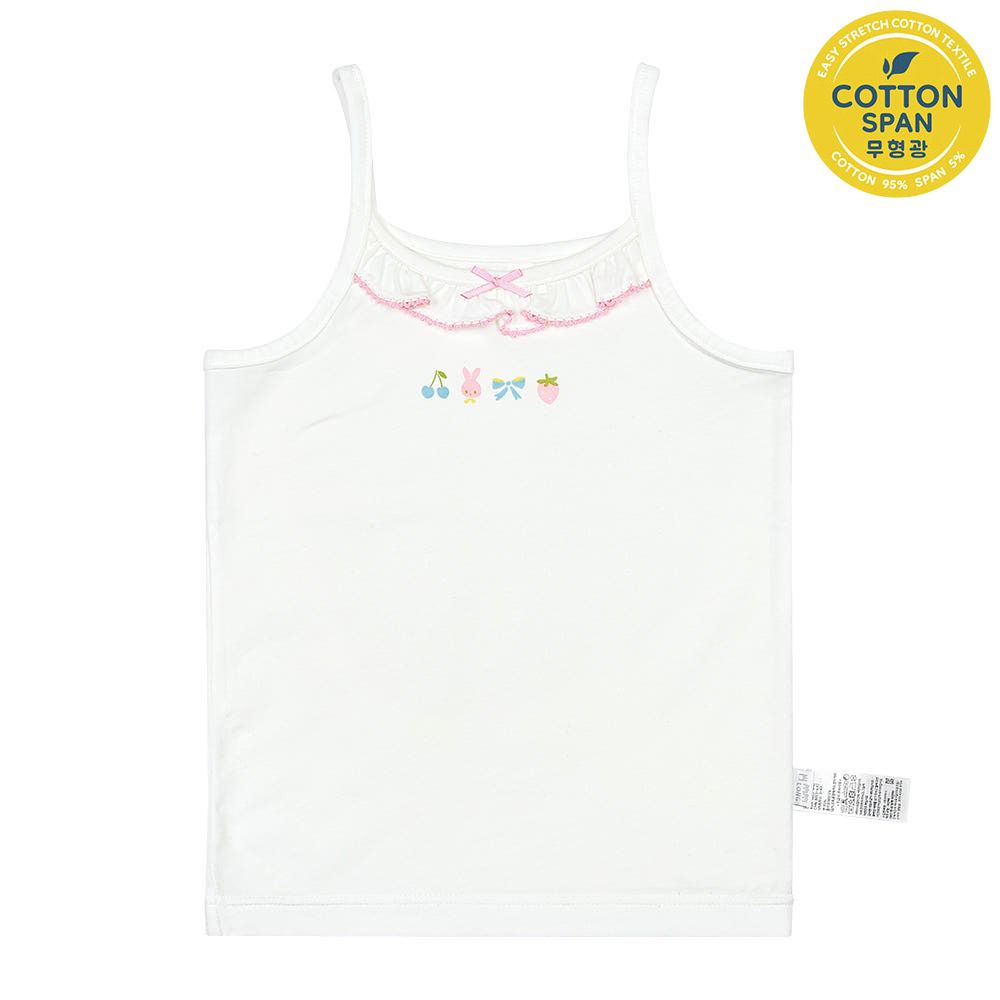 輕柔棉透氣細肩帶內衣(女寶)-櫻桃兔兔-白