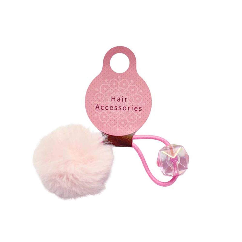 毛球髮圈-粉紅色