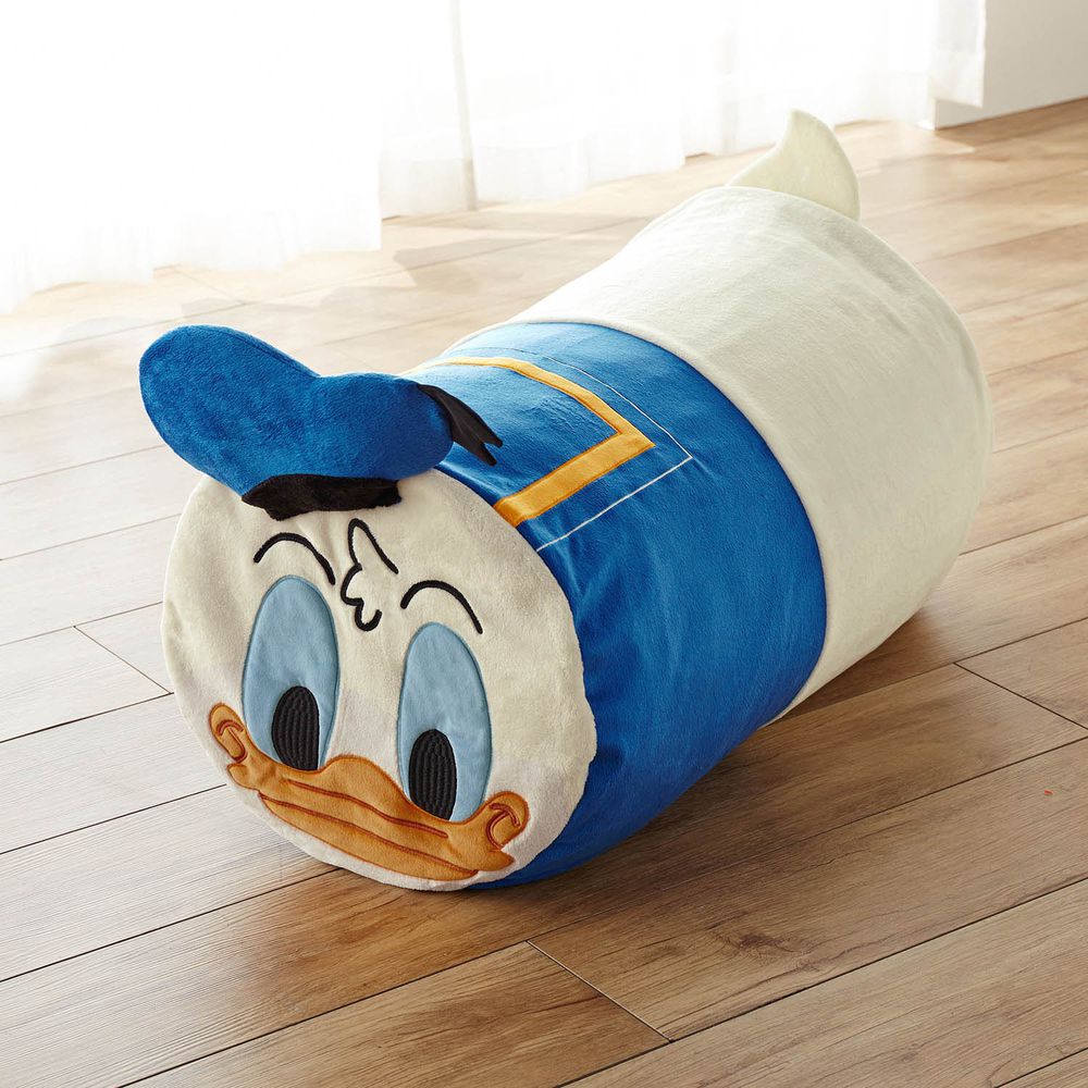 日本千趣會 - 迪士尼圓筒狀棉被收納袋/抱枕-唐老鴨 (40x40x75cm)