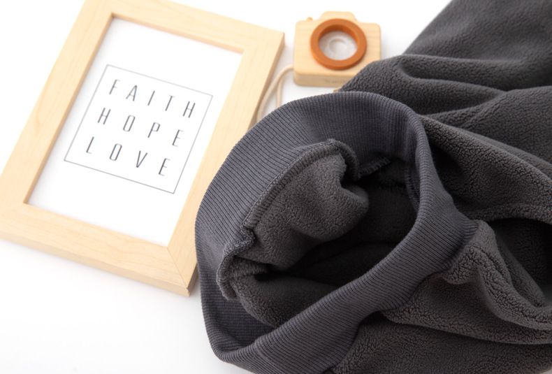 FANMOU - 加絨腰鬆緊暖暖束口休閒長褲-小標籤-灰藍色