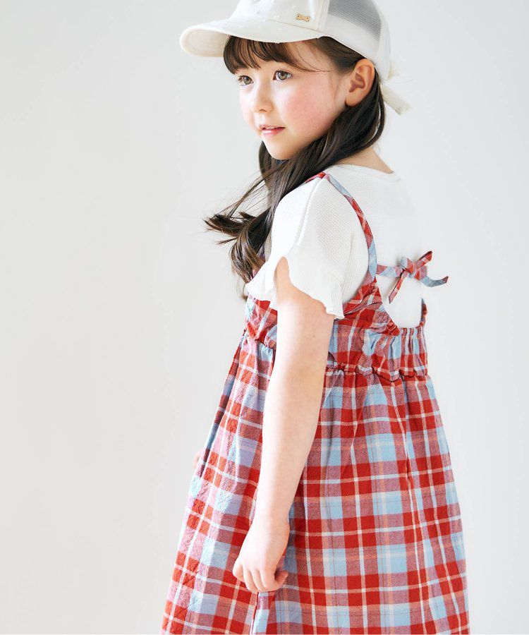 日本 apres les cours - 成熟又可愛的假二件綁帶洋裝-米黃-藍小花