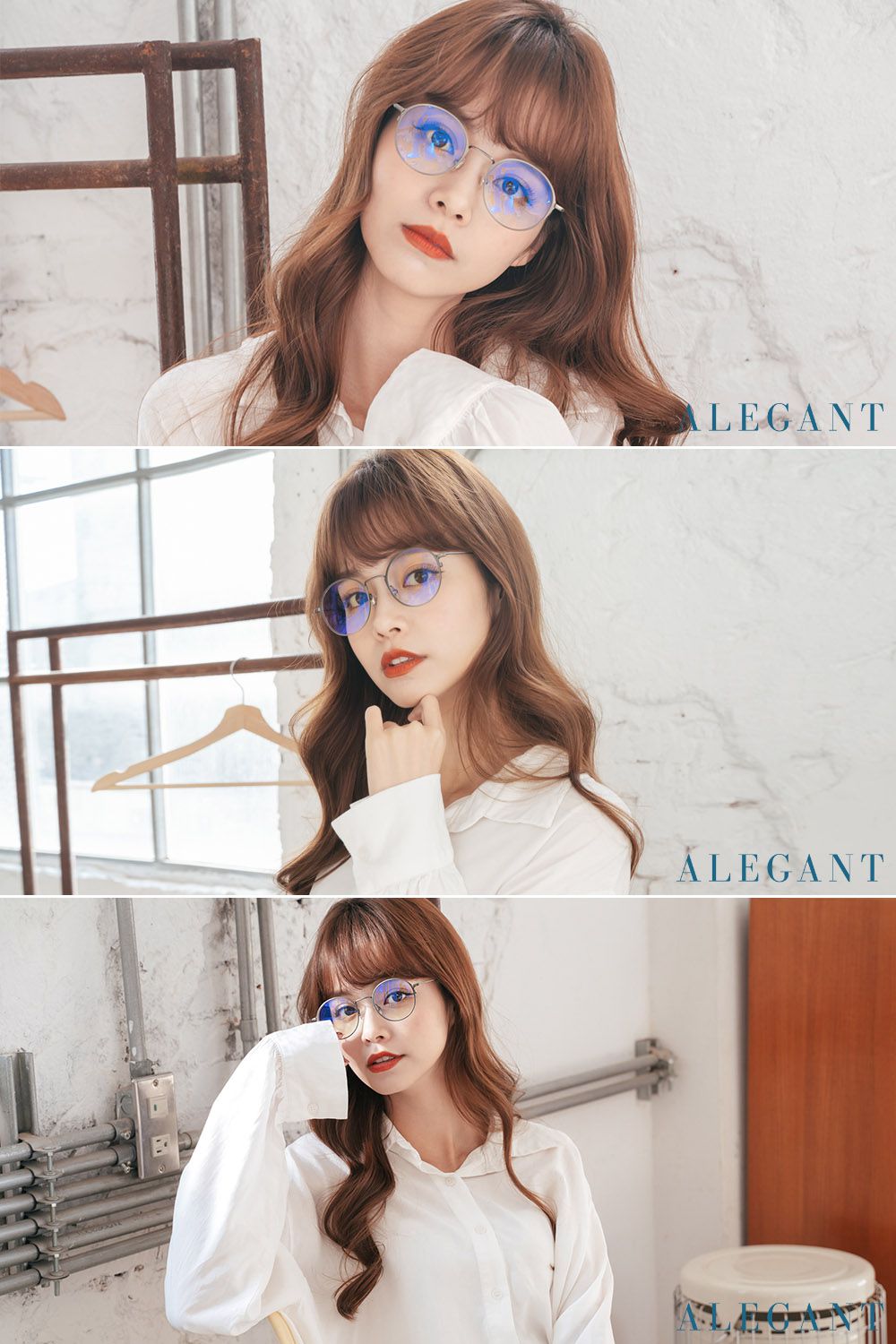 ALEGANT - 日本設計純灰輕量鈦金屬質感圓框UV400濾藍光眼鏡