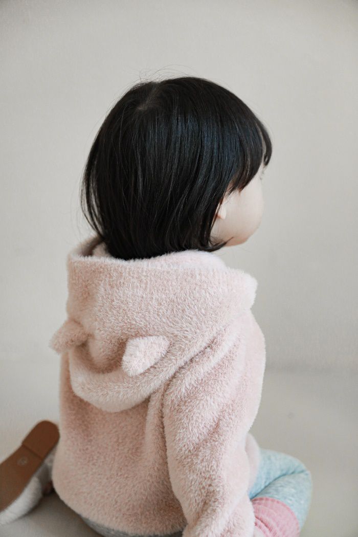 加厚連帽兒童造型上衣-熊耳朵-咖啡色