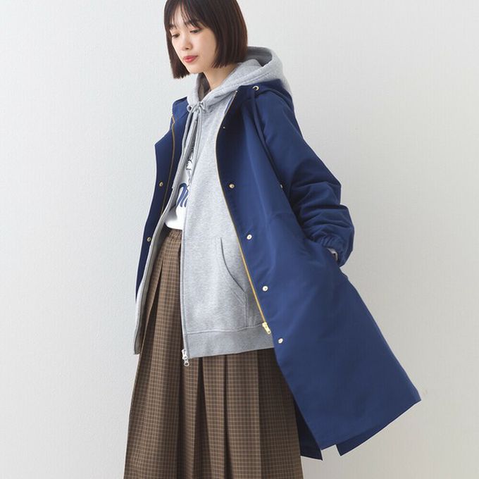 日本 OMNES - 潑水加工 派克連帽風衣長版外套-卡其