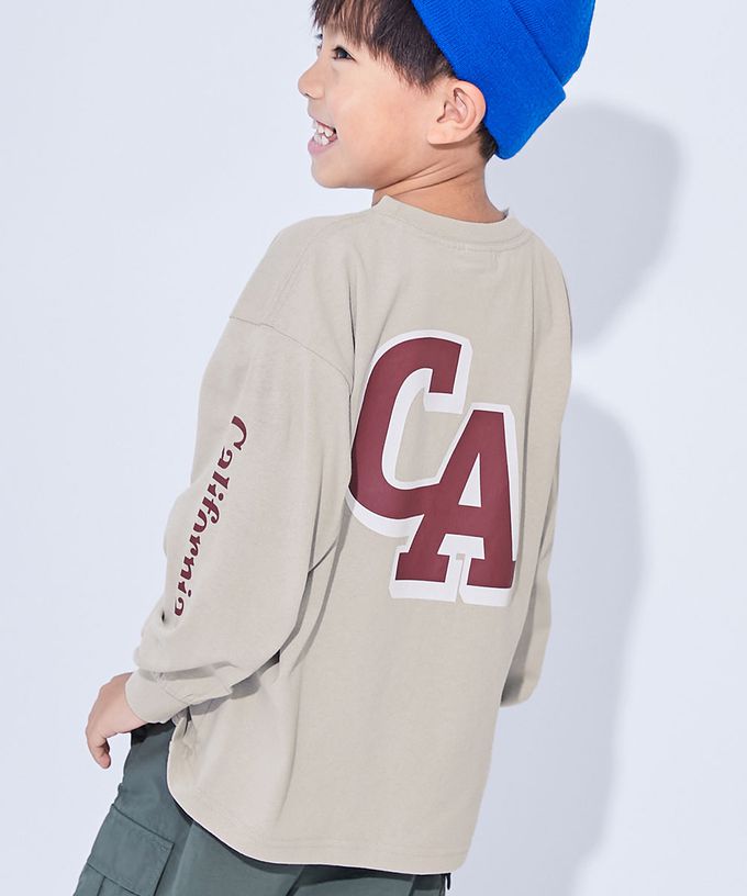 日本 devirock - 100%棉 定番印花寬版長袖上衣-CA-寶藍