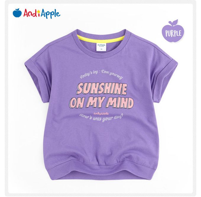 韓國 AndiApple - SUNSHINE字印層次褲裙套裝-淡藍紫