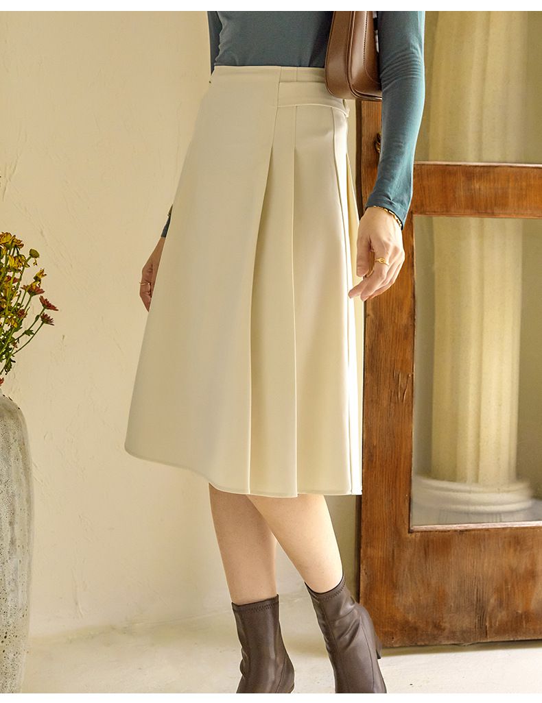 氣質綁帶半身裙-米白色