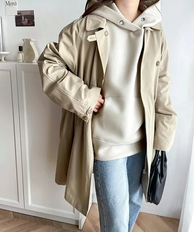 日本 Classical Elf - Java 舒適空氣棉長袖帽T-煙燻藍