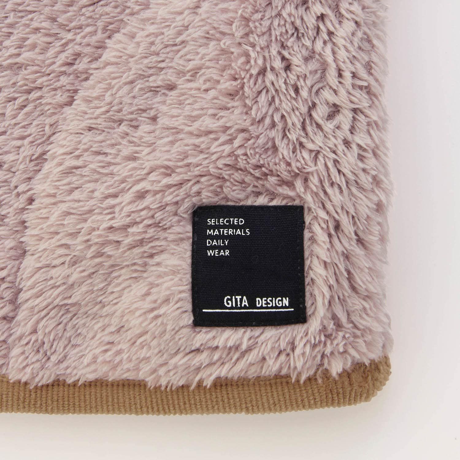 日本千趣會 - 燈芯絨拼接泰迪熊保暖外套-撞色-灰粉x卡其