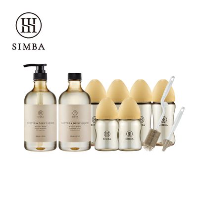 Simba 小獅王辛巴 - 強酵去汙！蘊蜜鉑金PPSU寬口奶瓶清潔明星組-新生適用-旦黃