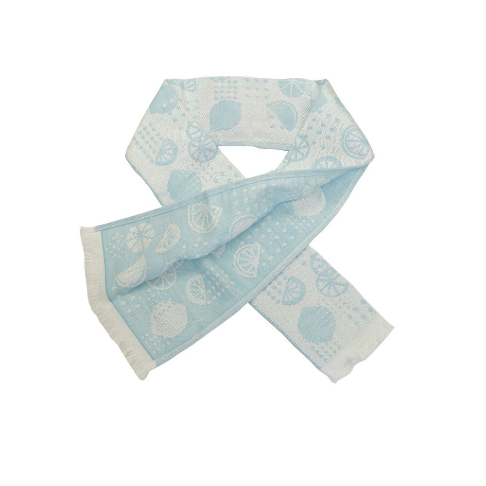 日本涼感雜貨 - 日本製 Eco de COOL 接觸冷感毛巾(附保冷劑)-檸檬-藍 (90x8cm)