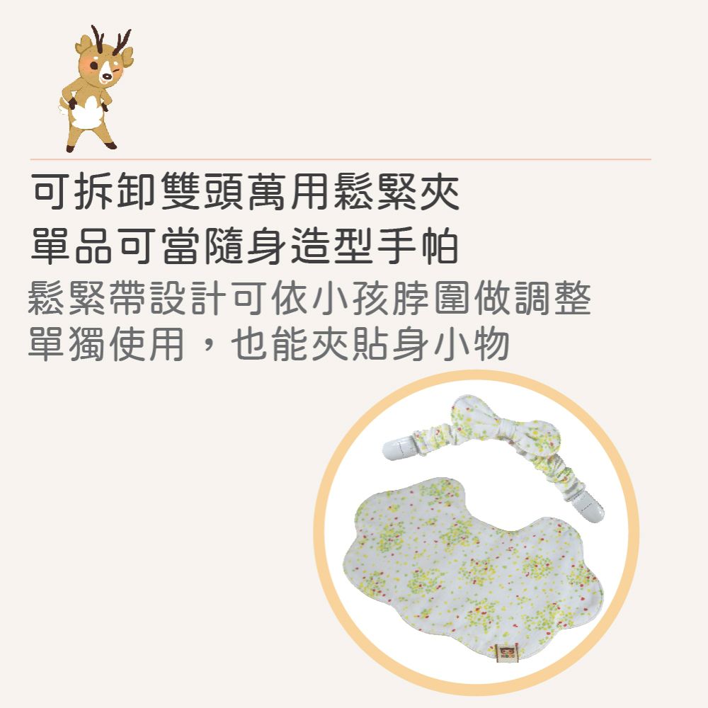 日本純棉印花雲朵波浪圍兜-(可拆雙頭萬用鬆緊夾)(雙面可戴：印花/素色)-海藍藍刺蝟