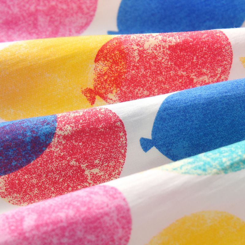 泡泡袖收腰公主裙-繽紛氣球-白底