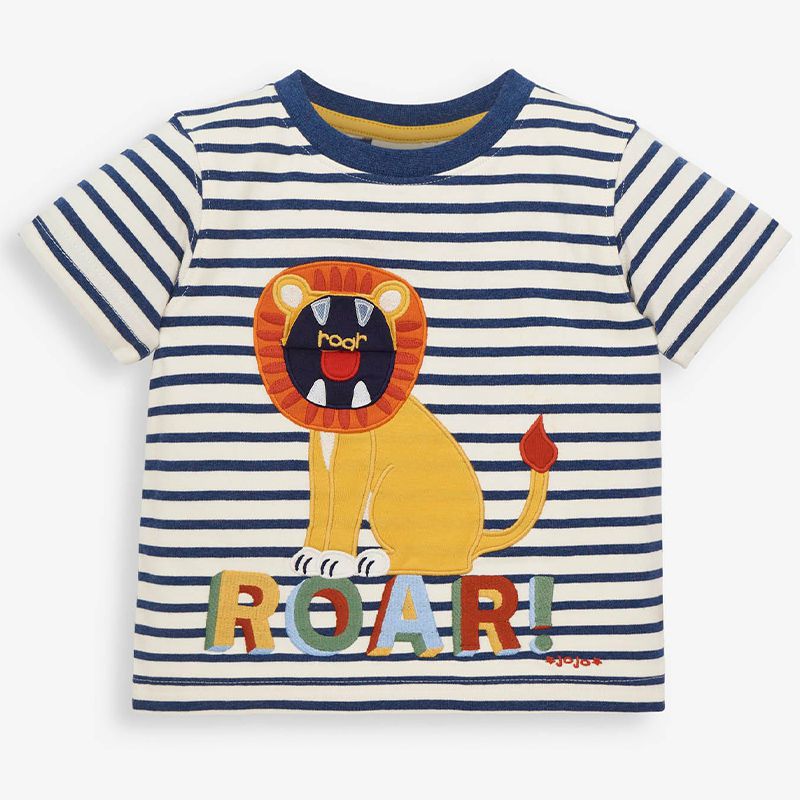 英國 JoJo Maman BeBe - 超優質嬰幼兒/兒童100％純棉短袖上衣/T-shirt/動物T-萬獸之王