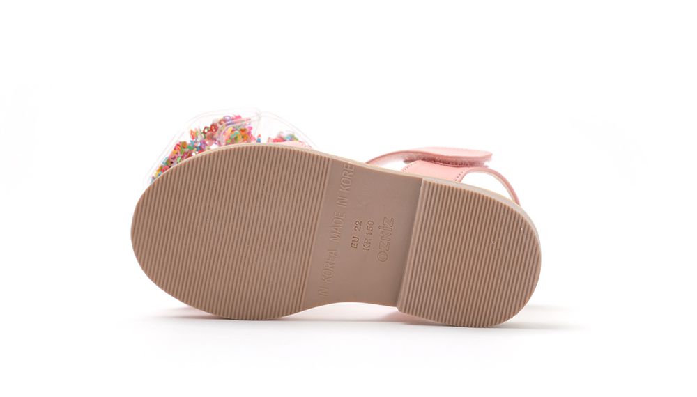 韓國 OZKIZ - 愛心亮片蝴蝶結魔鬼氈涼鞋