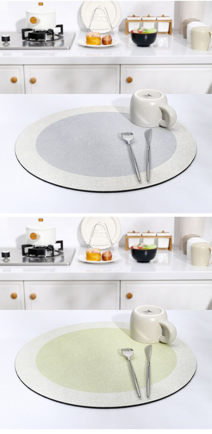 廚房/吧台吸水防滑隔熱墊-簡約圓圈-灰色