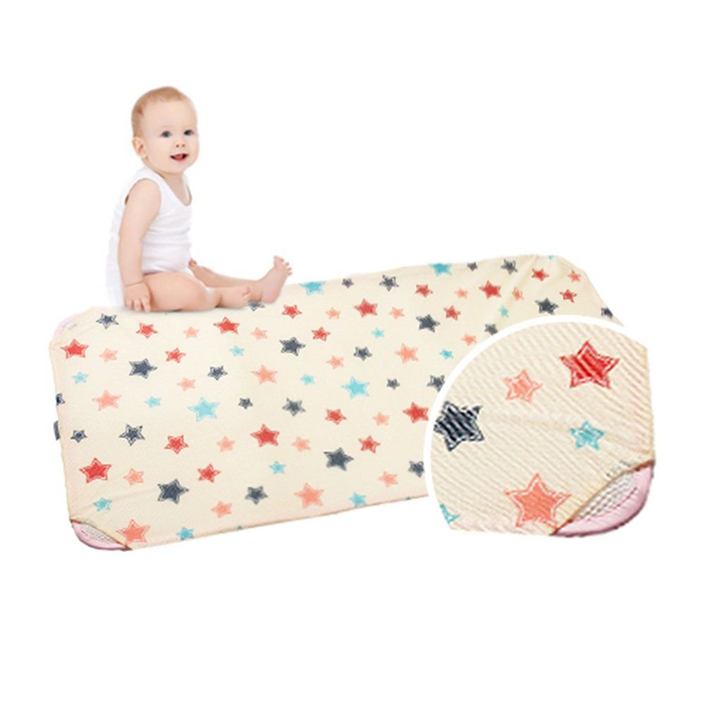 韓國 GIO Pillow - 智慧二合一有機棉超透氣排汗嬰兒床墊-香草星星 (L號)
