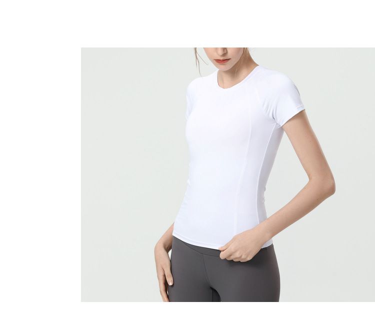 S~4XL圓領緊身運動短袖上衣-灰色