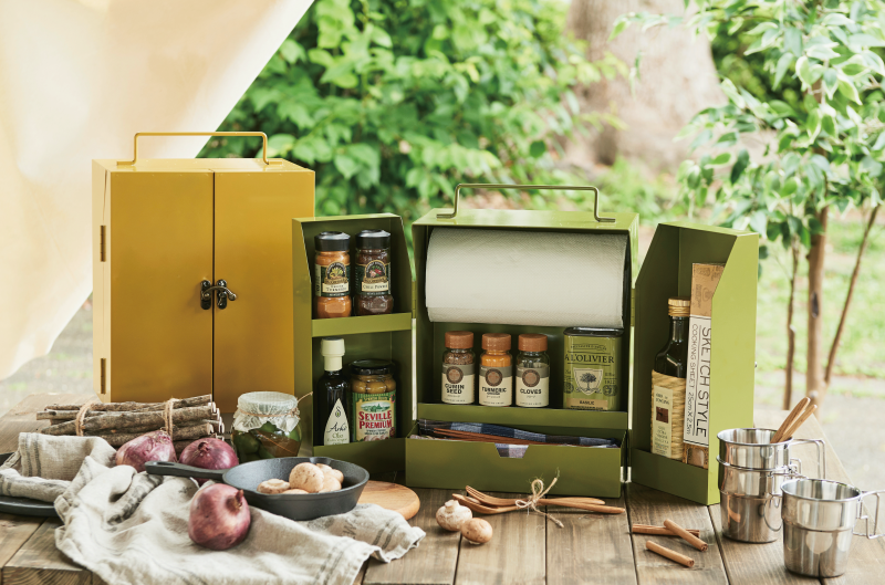 日本 Seto Craft - 歐式風情 美型調味料收納箱-綠 (25x18.5x30cm)