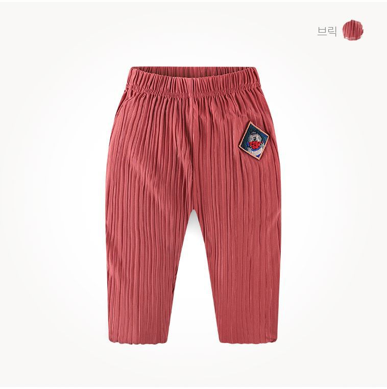 韓國 milk mile - 皺摺感涼感褲-磚紅