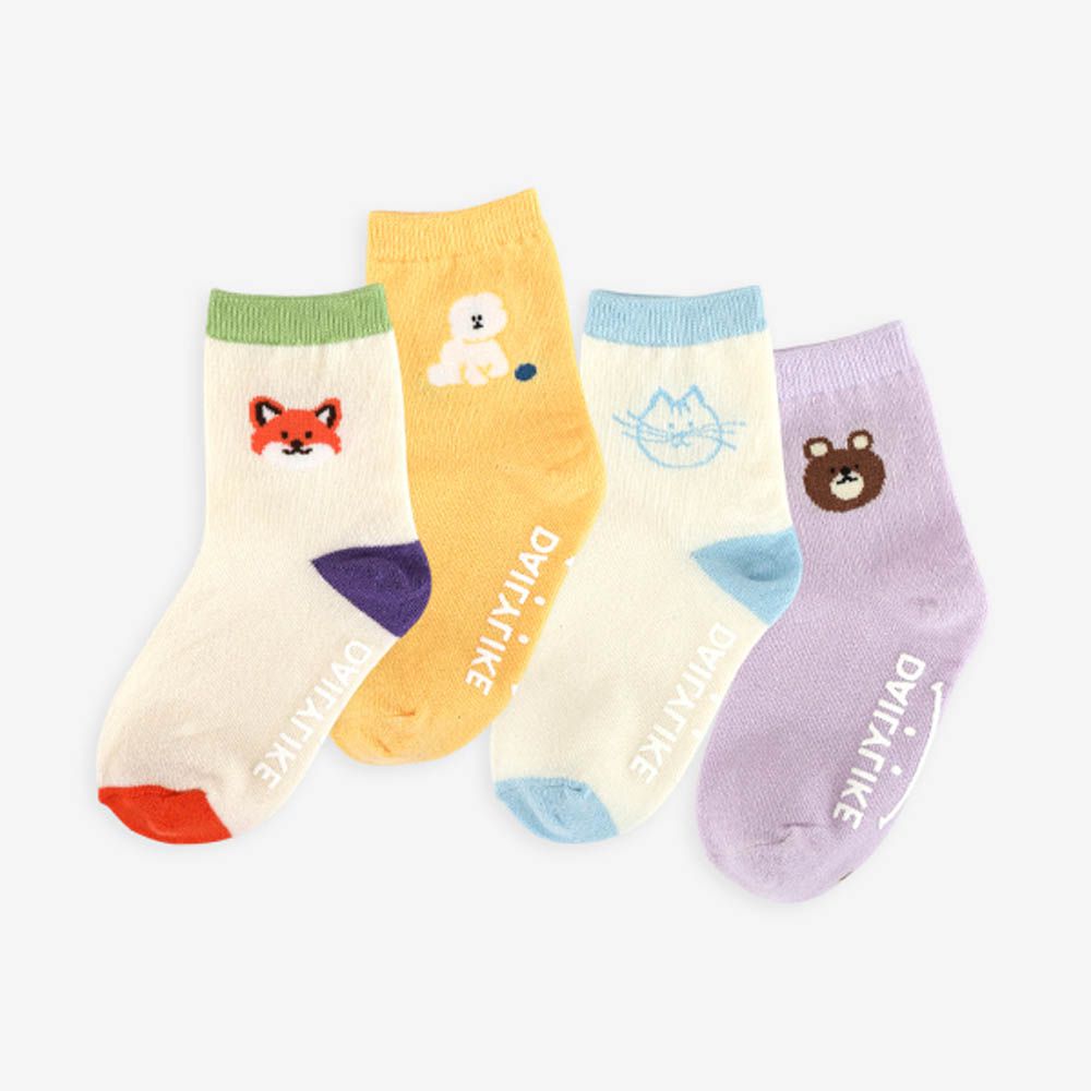 兒童襪子/中筒襪4入組-萌萌動物