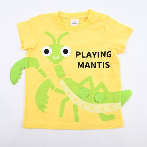 日本 Baby Room - 立體翻翻樂短袖上衣-開心螳螂-黃