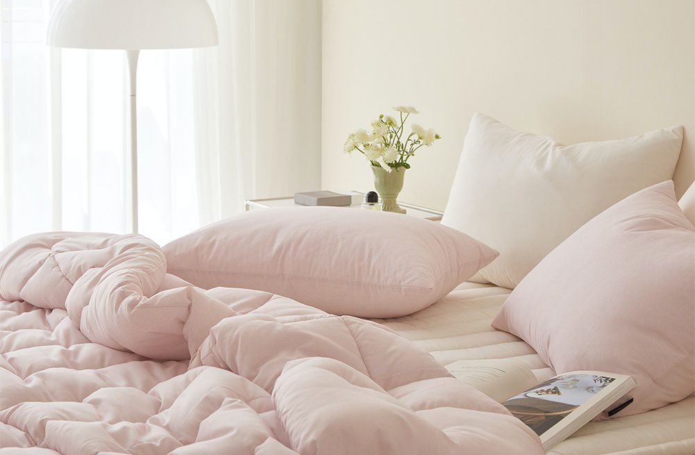 韓國 Maatila - 可水洗超細纖維桃皮感四季被-清爽粉