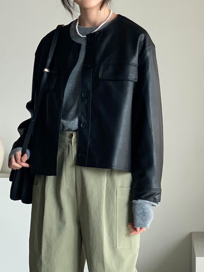 韓國女裝連線 - 鬆緊腰雙口袋錐形修飾長褲-黑 (FREE)