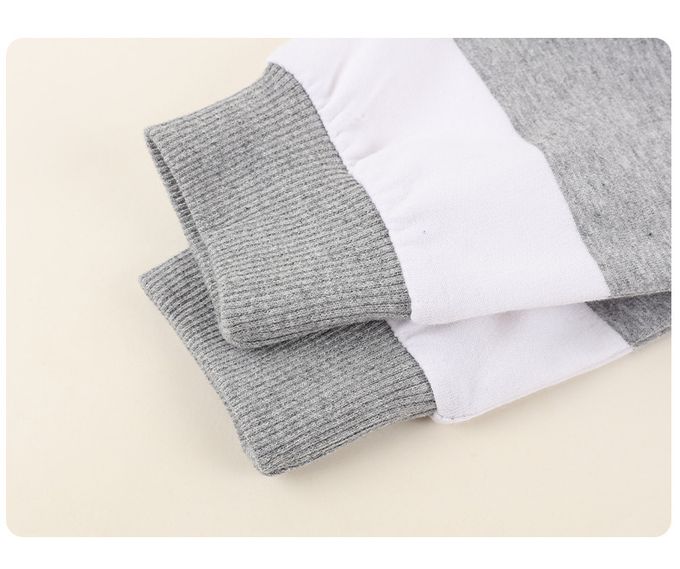 童趣圓領條紋長袖上衣-LOVE-灰色