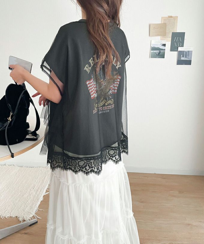 日本 Classical Elf - 前後6way復古酷感T恤+蕾絲薄紗-(2件組)-A美國鷹