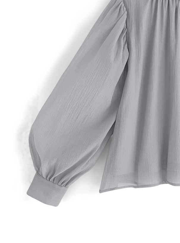 日本 GRL - 夢幻薄紗後綁帶長袖上衣-白 (F)