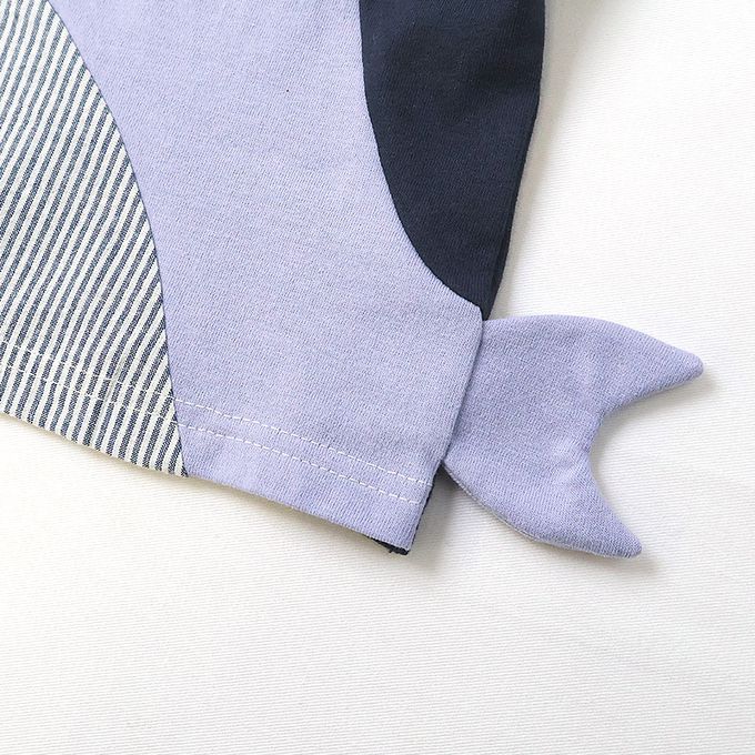 日本 ZOOLAND - 海洋印花短袖上衣-巨大鯨魚-象牙