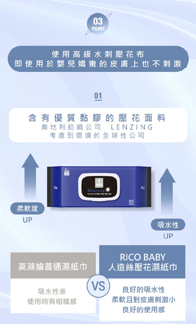 韓國RICO baby - 星球系列厚款濕紙巾水星黑 (Mercury Black－80抽)－10入