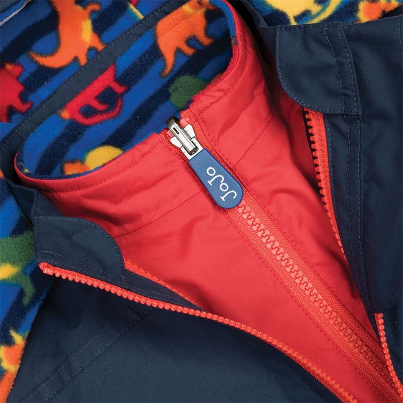 英國 JoJo Maman BeBe - 四合一多功能防水保暖連帽外套-恐龍學校