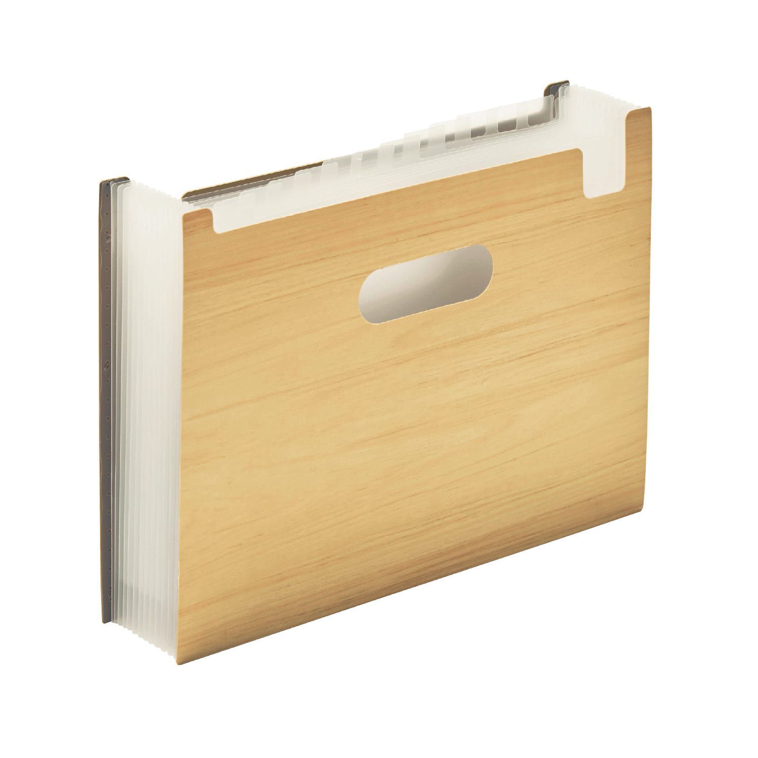 日本千趣會 - 直立式大容量伸縮文件收納盒-平行款-深咖木紋 (33x23.6cm)