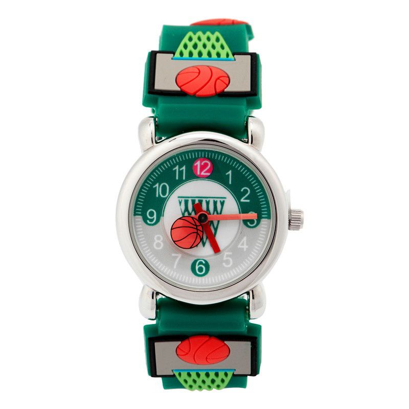 3D立體卡通兒童手錶-經典小圓錶-綠色籃球