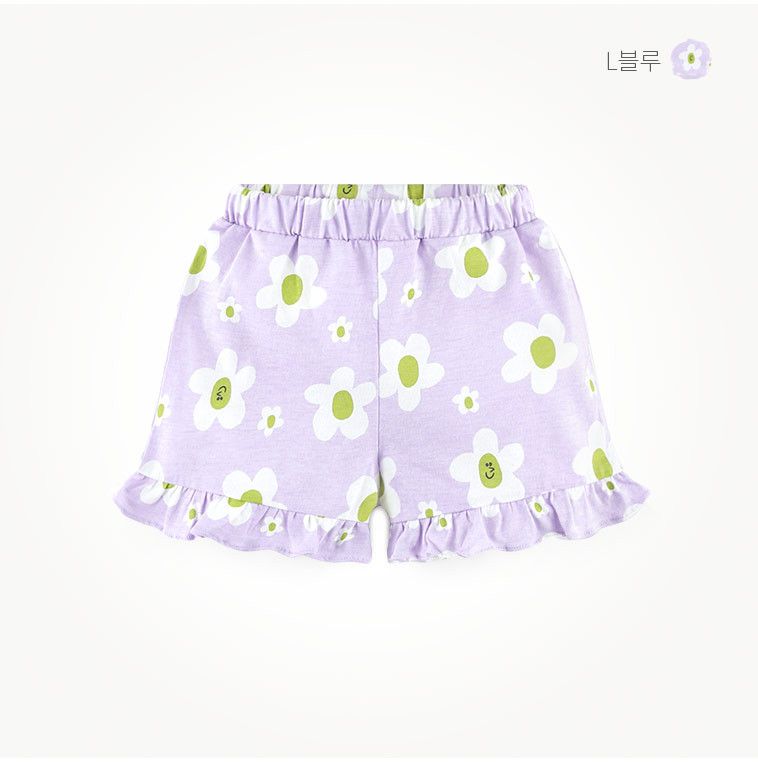 韓國 milk mile - 滿版花朵荷葉點綴套裝-黃X白花