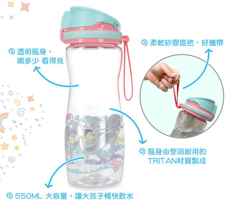 Nuby - 晶透直飲杯-美人魚-550ml