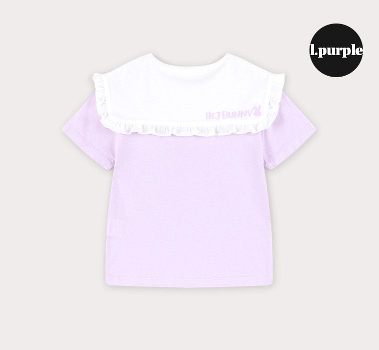 韓國 HEJMINI - 荷葉白領套裝-紫