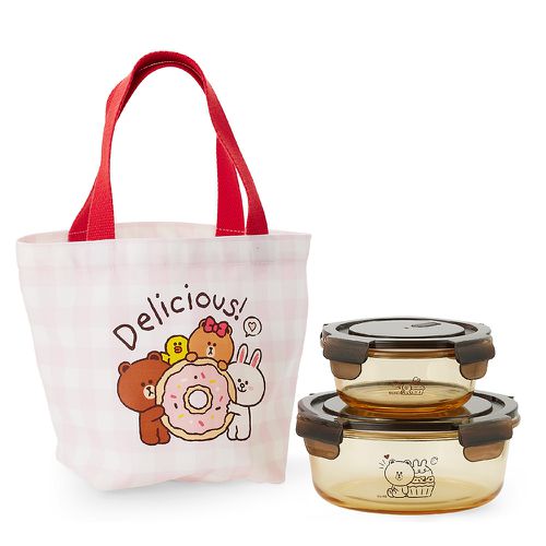 LINE FRIENDS 琥珀玻璃保鮮盒-甜點-450ml、950ml